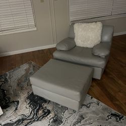 Gray Leather Couch And Chair Set
