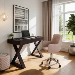 Trendy Writing Desk with Drawer, Espresso and chair