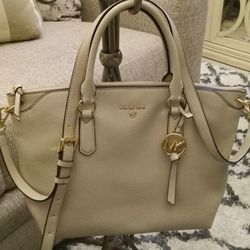 New Michael Kors Large Elson Pebbled Leather Satchel Handbag
