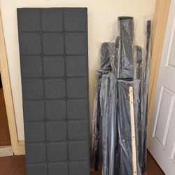Gray Upholstered Headboard Queen size  Frame New