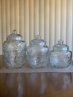 Princess House Fantasia Canister (Set Of 3)***Like New***Botes De Cristal Como Nuevos***