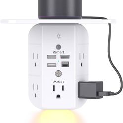 5 Outlet Extender Multi Plug Wall with 3 USB 1 Type C Charging Ports with Night Light NEW CONDITION 