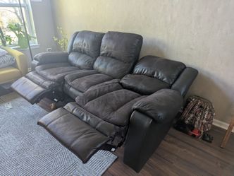 Dark Gray Reclining Sofa with Two Recliners