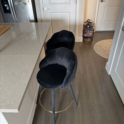 Barstools- Damisi Upholstered Counter Stool with Metal Frame (Set of 2)