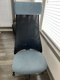 IKEA JÄRVFJÄLLET Desk Chair, Discontinued Gunnared Blue Fabric Version w/o Arm Rests