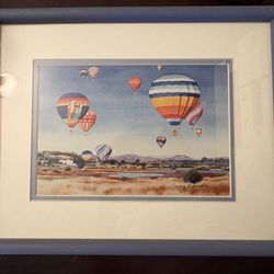 Mary H. Holmes Signed Framed Hot Air Balloon Print