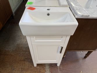 Arvesen 18 in. Single Sink Compact Bath Vanity in White with White Ceramic Top