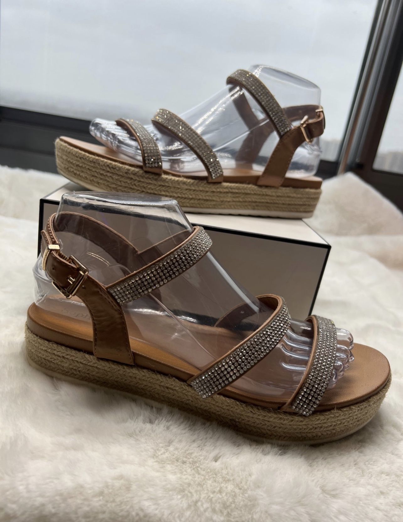 Sandals Wedge Platform Bling Size 5 