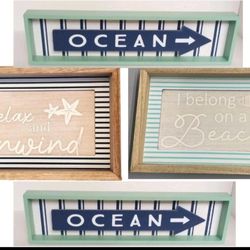 NWT Lot Of 4 New Modern Coastal Belong On A Beach Ocean Relax Unwind Decor 