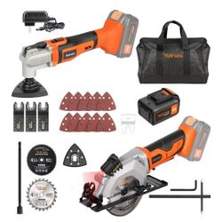 Yunirvana 20V Max 4.0 Ah Li-ion Cordless Combo Kit,22000 OPM Oscillating Multi Tool with 3Pcs 