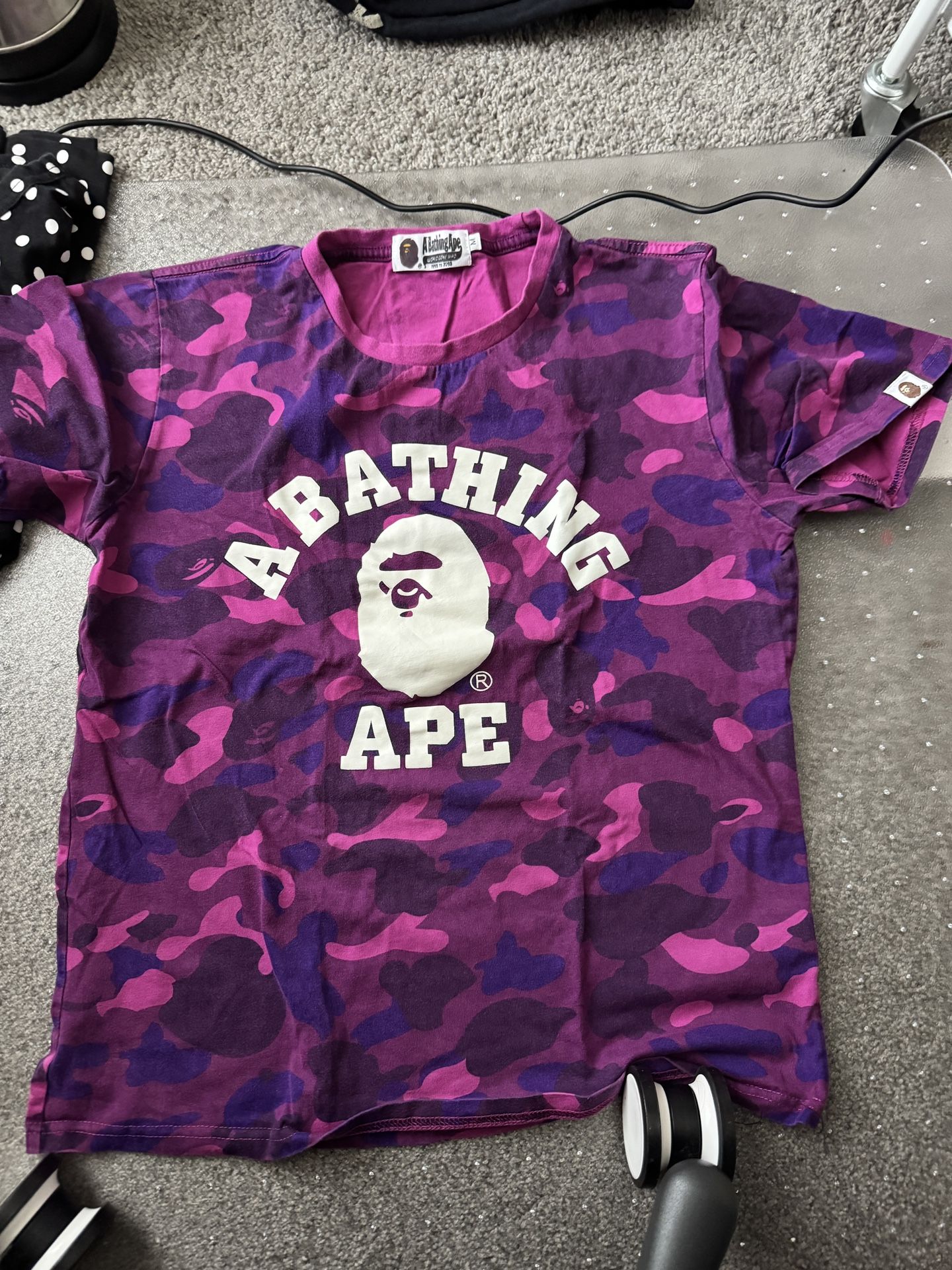 bape shirt purple and white