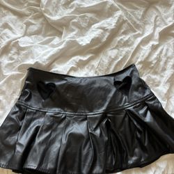 Leather Mini Skirt W/ Heart Cutouts 