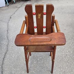 Vintage Child's Wood High Chair