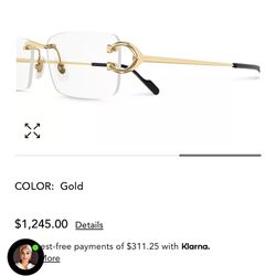 Cartier 24K Gold Plated Glasses, 56mm