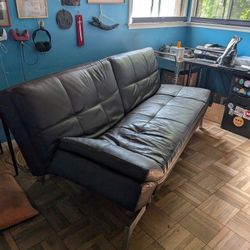 Black Leather Futon Couch