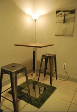 Wooden table and stools