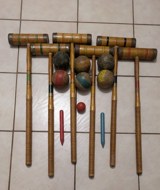 Croquet Set Antique Set Comes With Original Box Not A Complete Set Selling For Parts