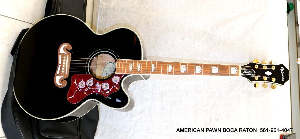Epiphone J-200EC Studio Acoustic-Electric Guitar Black Fishman Presys Gig Bag