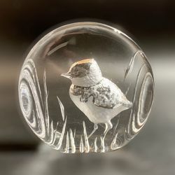 KOSTA BODA MATS JONASSON *BIRD*  ART GLASS SCULPTURE SIGNED PAPERWEIGHT 3 1/4" SWEDEN 