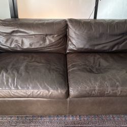 Room & Board Harding 80" Leather Sofa - Libby Smoke