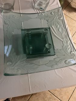 Gunther Luna Large Contemporary Etched Glass Plate crystal
