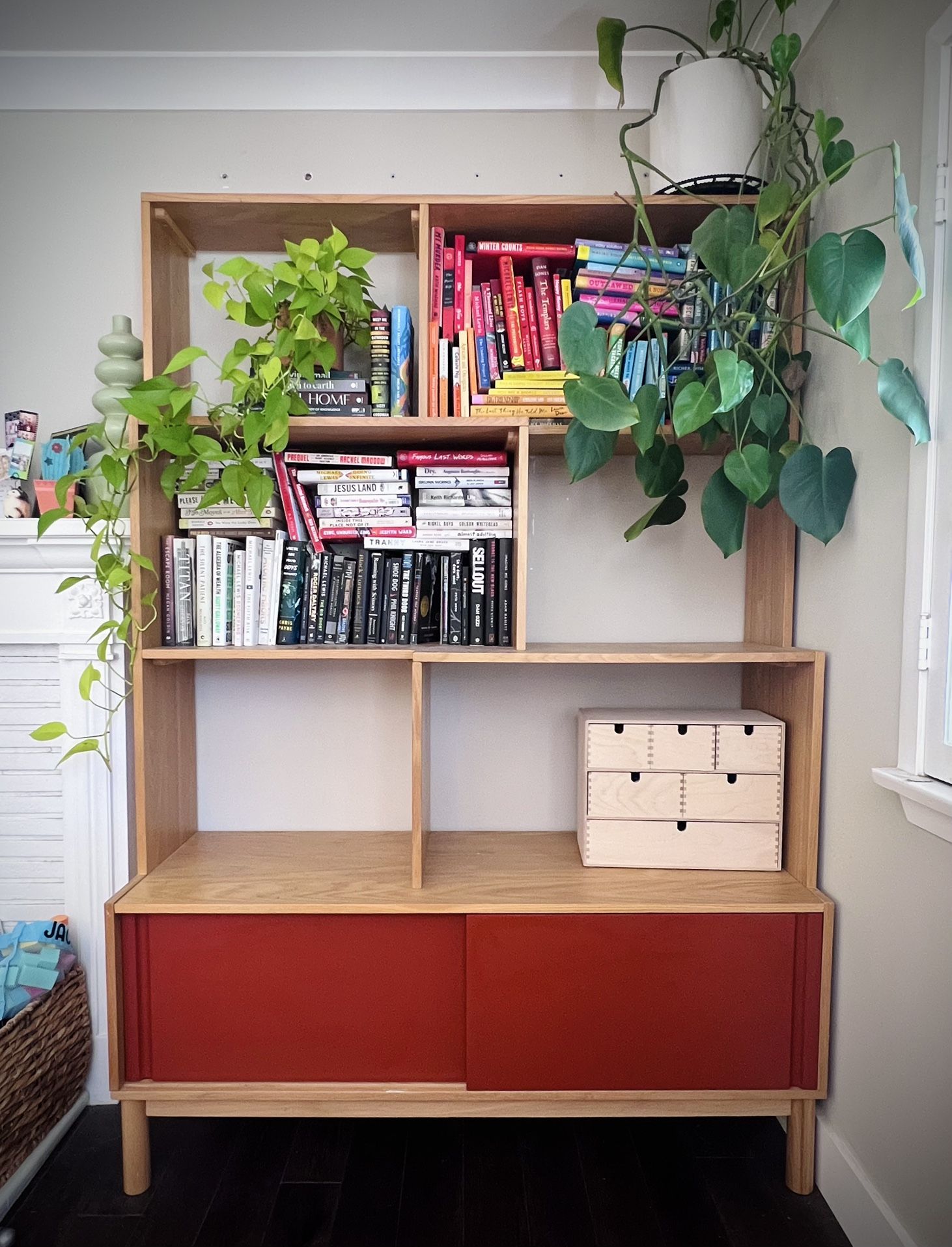 Pair of Urban Outfitters Castella Tall Storage Unit Shelving with Cabinets