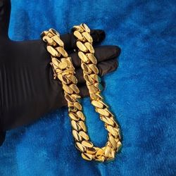 20mm Miami Cuban Link Gold Plated Chain Necklace 18k & 14k Crab Old School Regular Lock