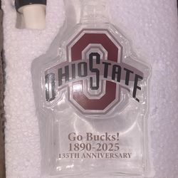 OHIO STATE BUCKEYES 135TH ANNIVERSARY GLASS WHISKEY DECANTER - NEW IN BOX