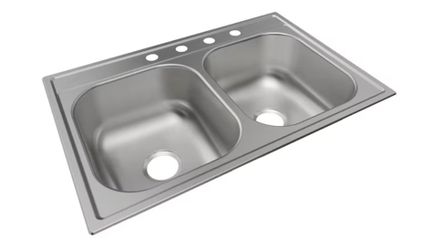 A000263A Elkay Dayton Drop-in 33-in x 22-in Stainless steel Double equal bowl 20 -Gauge Kitchen Sink