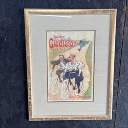 French Bicycle Advertisement 1940S Framed Matted Picture Artwork