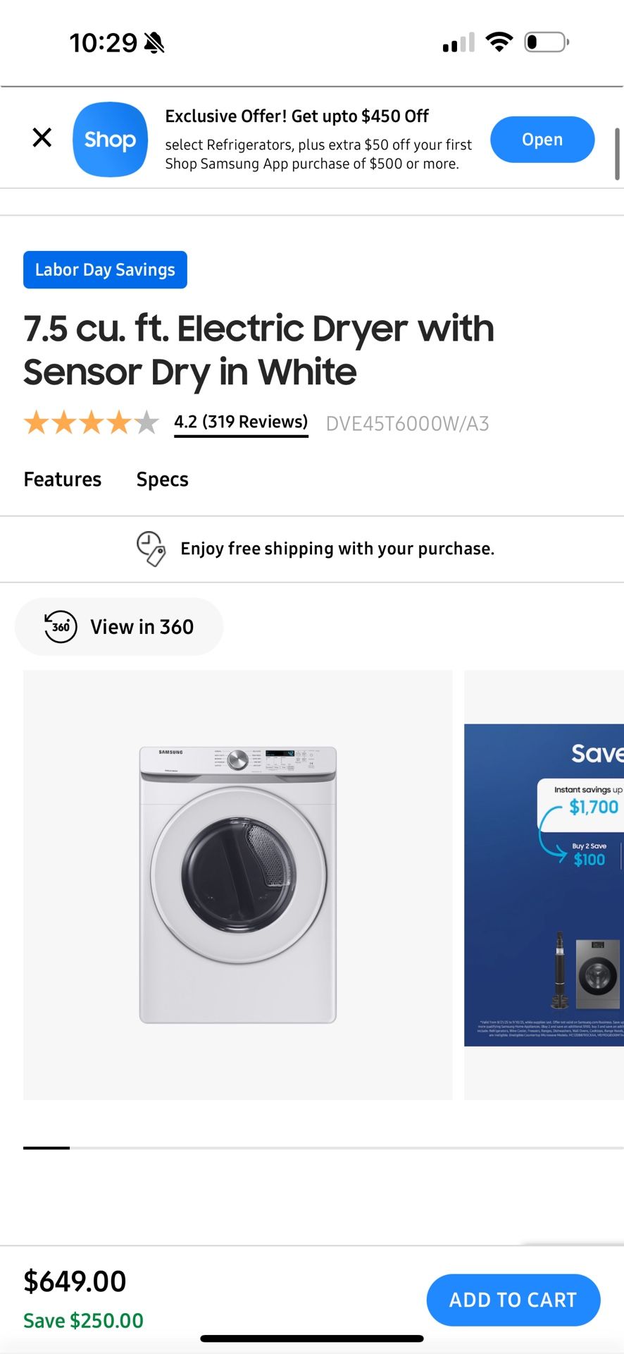 Samsung Eletric Dryer