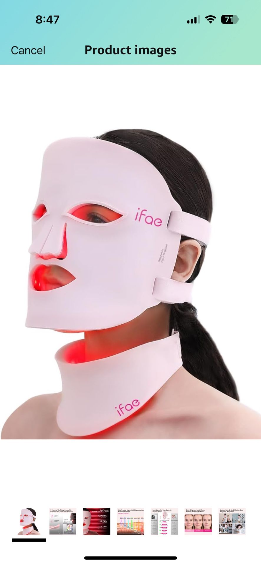 Red Light Therapy Mask for Face and Neck, 7 Colors Led Face Mask Light Therapy with Eye Protection and Remote, Rechargeable Ergonomic Design for True