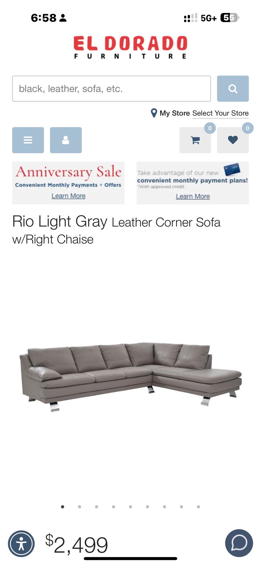 El Dorado Rio Light Gray Leather Sectional – Premium Comfort