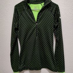 Nike 1/2 Zip Large Jogger Pullover Green Polka Dots Women's 