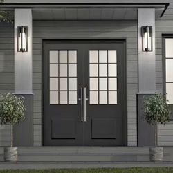 Walt Black Modern 3 CCT Integrated LED Exterior Hardwired Garage and Porch-Light Lantern Sconce.   retail price $107 our price $35 and we have 3 light