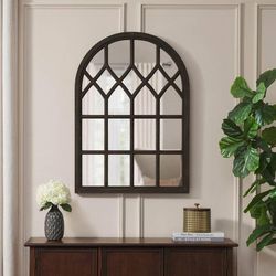 Arched Wood Window Pane Accent Mirror

#1676