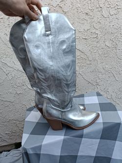 Metallic Silver Western Cowgirl Boots