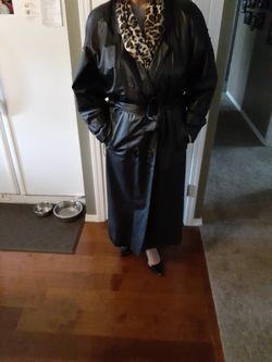 Womans long leather jacket