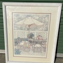 Vintage Peter Wong "Patio" Signed & Numbered Limited Edition Print 8/1500 - Framed