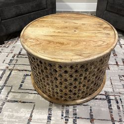 Mango Wood Round Coffee Table 28”