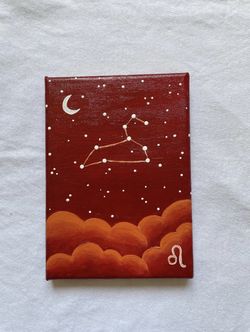 Custom Leo Zodiac Constellation Sky Handmade Acrylic Canvas By Original Artist