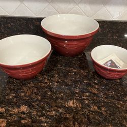 Longaberger Woven Traditions Pottery Paprika Mixing Bowls-Set Of 3 / 10 -8- 6.5”