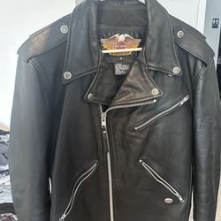 Genuine Leather, American-Made Harley Davidson Asymmetrical Zip Biker Jacket