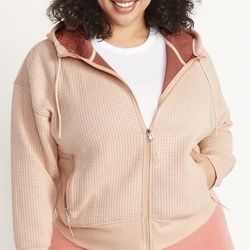 Old Navy Dynamic Fleece Textured Jacquard Zip Hoodie Peach Wren Size 2X MSRP $54.99