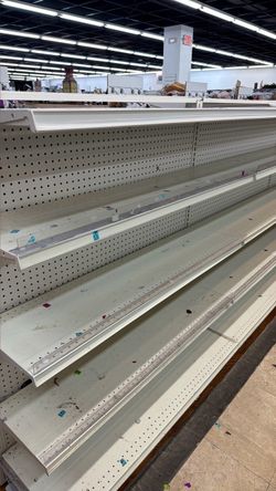 Metal retail store shelving.