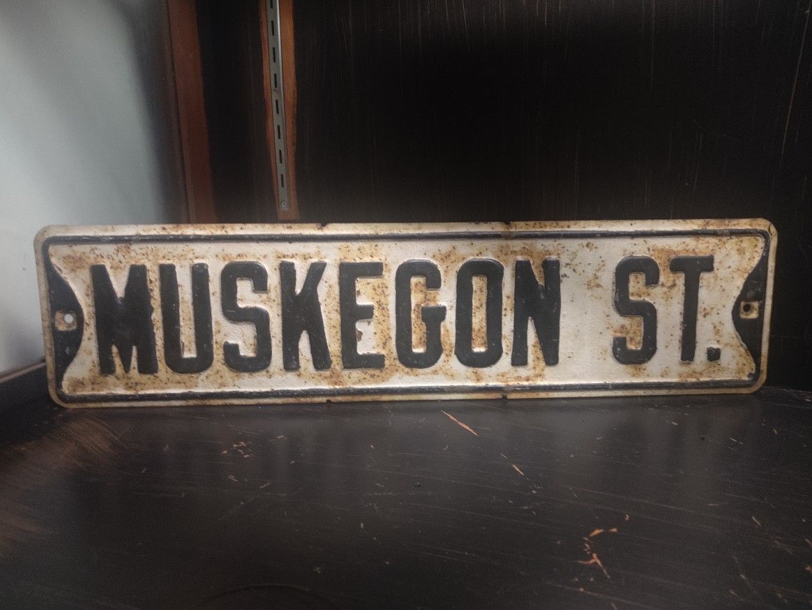 2ft Muskegon Metal Embossed Sign 