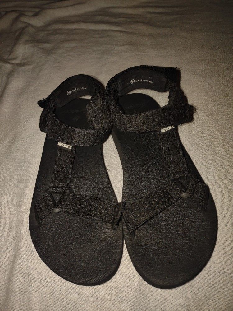 MERENCE Black Yoga Mat Insole Arch Support Teva Strappy Sandals for