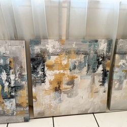 Abstract Wall Art Canvas Set of 3 – Neutral Colors
