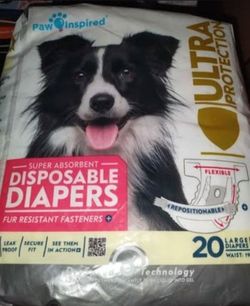 Paw inspired disposable diapers 20 large Dog