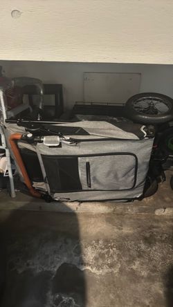 Gray Pet Stroller with Large Storage